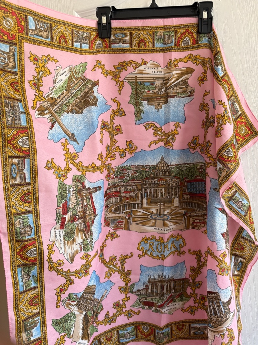 Pink Rome Scenic Silk-Feel Wrap Scarf by